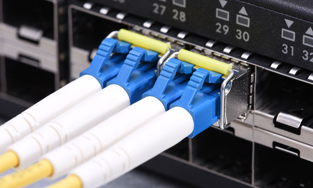 Netzwerktechnik - Kabelanschluss weiss und blau